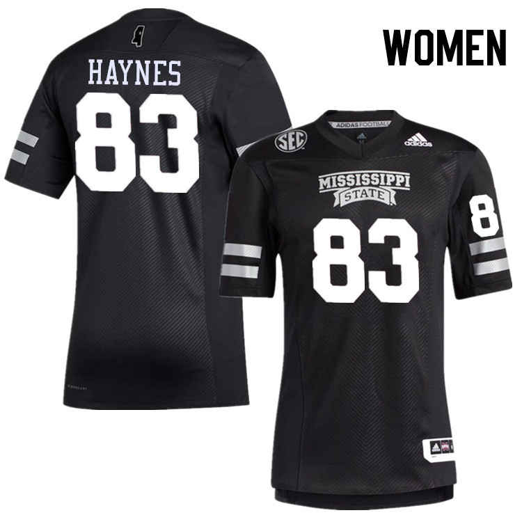 Women #83 Zachary Haynes Mississippi State Bulldogs College Football Jerseys Stitched-Black